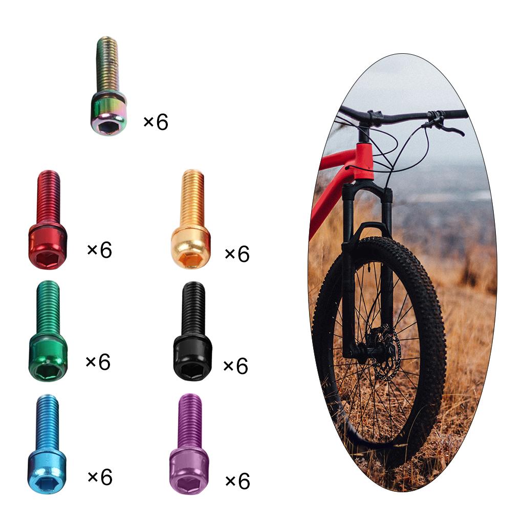 of 6 Bicycle Stem Screws M5x18mm Bolt with Washer Allen Tapered Bolts Screw Hardware for Bike