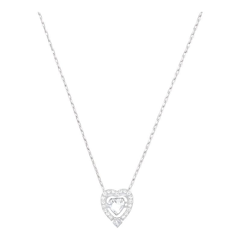 Swarovski Sparkling Dance Heart Shape Beating Heart Crystal Clavicle Chain Crystal Necklace Women s 5272365