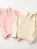 Children's Korean Style Long-Sleeve Mock Neck T-Shirt, Solid Color, Autumn/Winter, Versatile Base Layer for Boys and Girls.