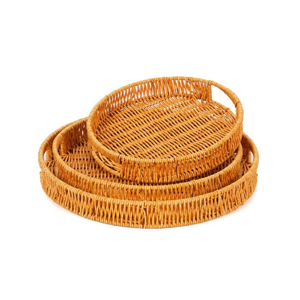 Khaki Bread Fruit Vegetables Basket Hardness Restaurant Serving Tabletop Display Rattan Basket