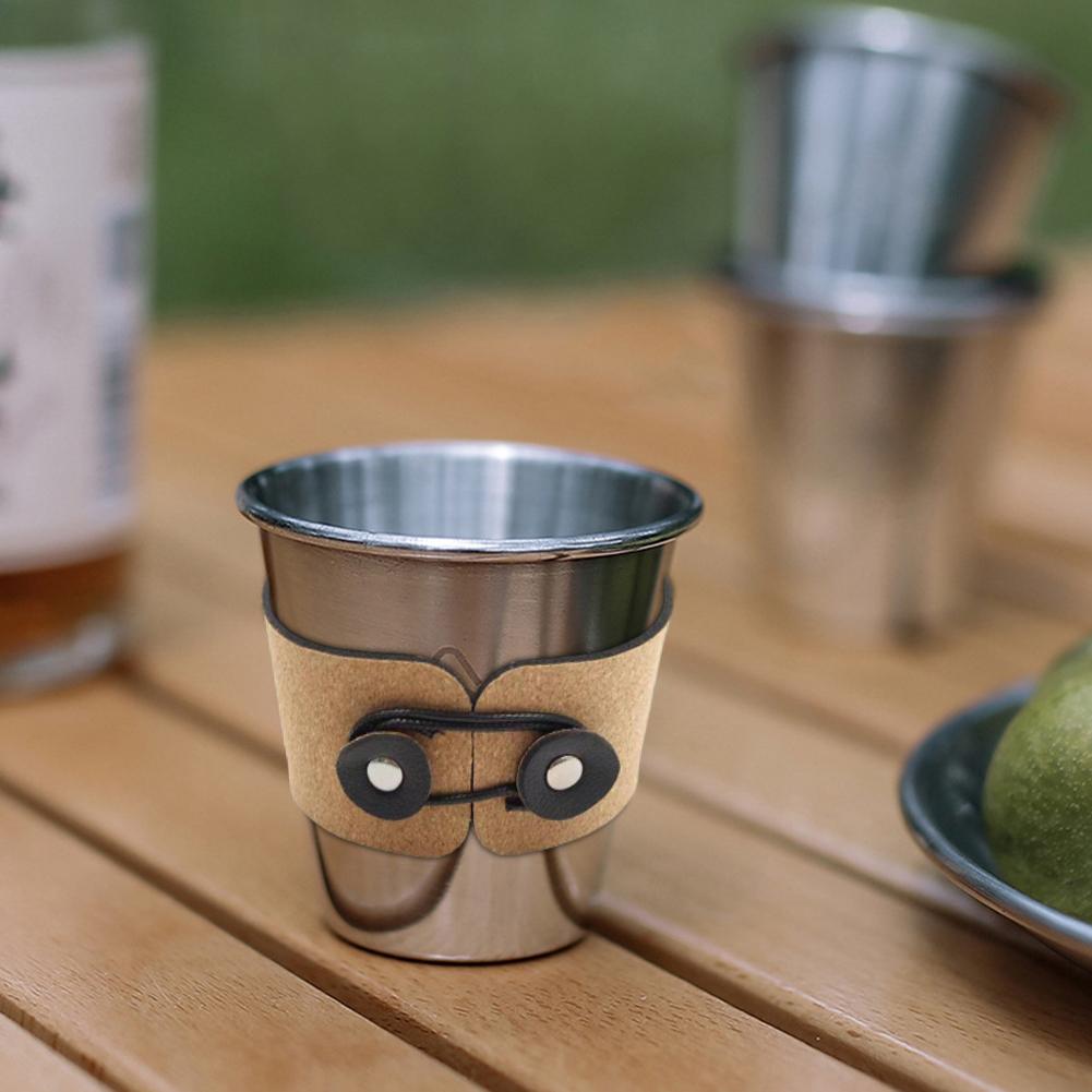 Cork PU Leather Coffee Cup Sleeve Hand Protector Cup Holder Adjustable Coffee Mug Sleeve for Coffee Tea Hot Cold Beverage