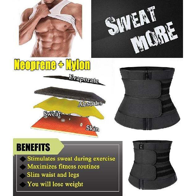 Män Midjeträning Trimmer Korsett för viktminskning Magekontroll Kroppsformare Kompression Shapewear Svettbälte Bantning Fajas