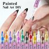 DIY Nail Pen, Painting And Doodling, Nail High-gloss Outlining Pen, Acrylic Pen Set, Colored Paint And Nail Pen,30ML