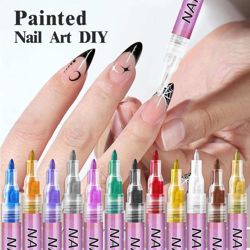 DIY Nail Pen, Painting And Doodling, Nail High-gloss Outlining Pen, Acrylic Pen Set, Colored Paint And Nail Pen,30ML