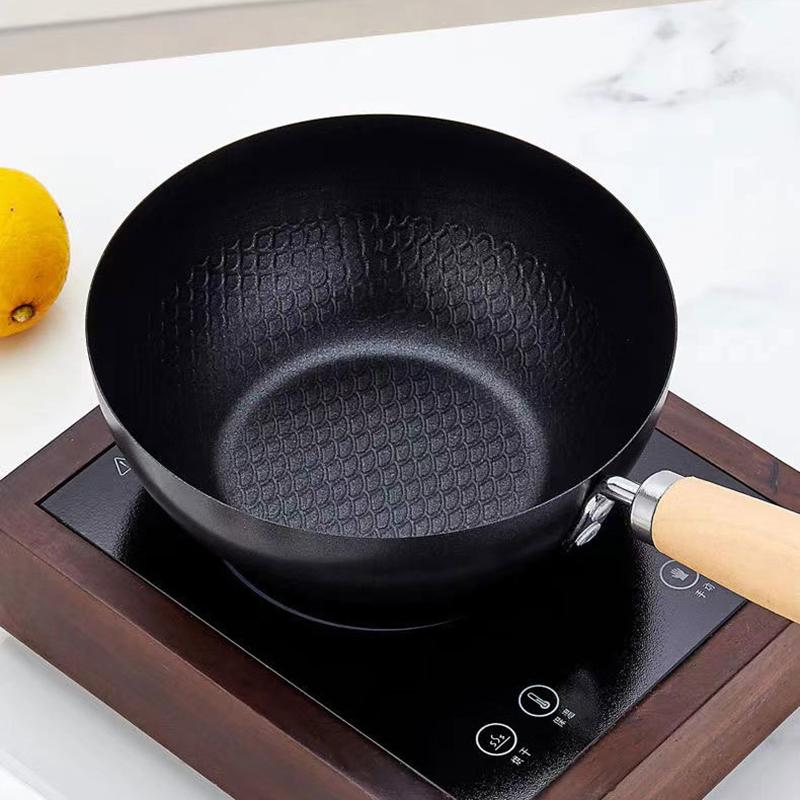 Kitchen Iron Pot Frying Pan Wok Pan Uncoated Gas Stove Induction Cooker Universal Non-Stick Iron Wok Saucepan Cookware Set