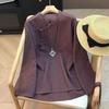 T-shirt da Donna Retro in Cotone e Lino con Bottoni a Rana e Collo Alto - Manica Lunga Estiva, Vestibilità Ampia Modellante, Taglie Forti.