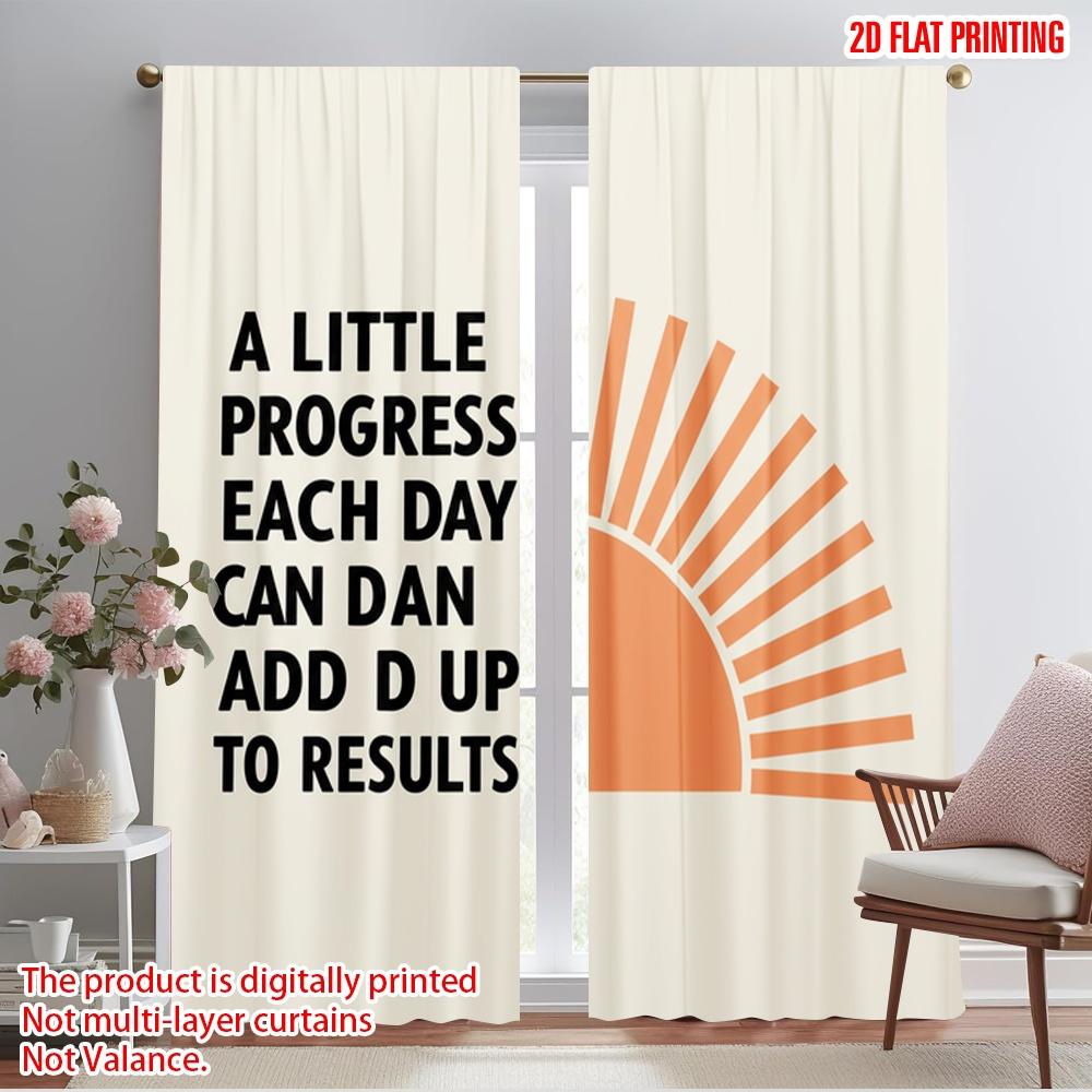 

2pcs 2D flat printing Curtains A Little Progress Each Day Polyester Without Electricity Festive Wall Decor Perfect for Indoor 52.50×116.00 CM 2pcs