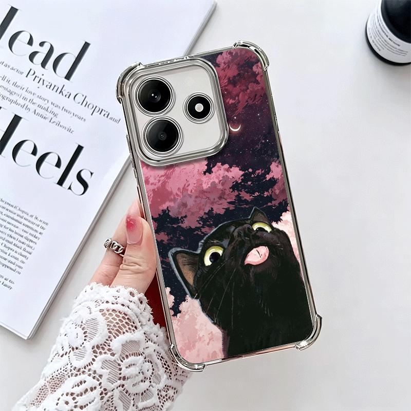Cat Cute Kitten Cartoon Plating Phone Case For Xiaomi Redmi Note 14 15 Pro Plus 13 12 11 11S 11T 10 9S 9 5G Anti-Fall Airabag Co