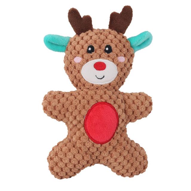 Pet Dog Plush Noise Chewing Toy Santa Claus Elk Gingerbread Man Donut Cat Dog Christmas Holiday Series Cartoon Style Cute Puzzle Supplies