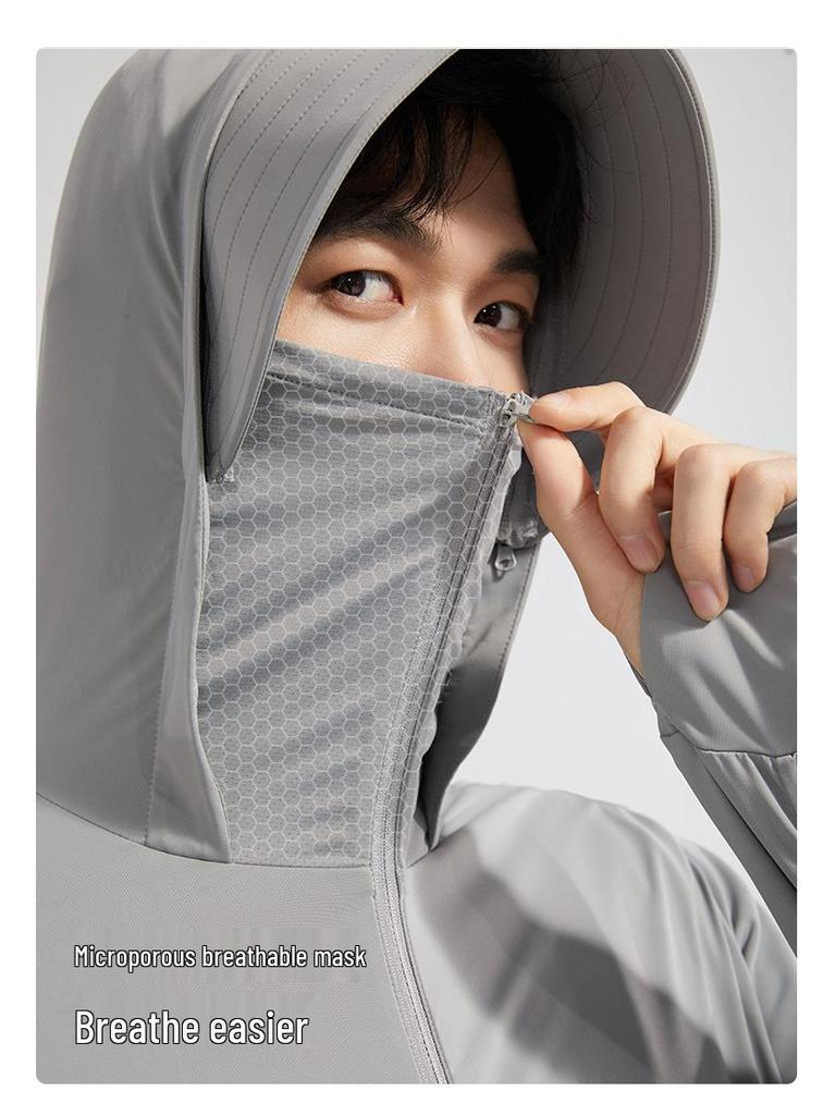 Men's and Women's UPF50+ Ice Silk Sun Protection Clothing - Summer Outdoor Anti-UV Ice Feel for Fishing.