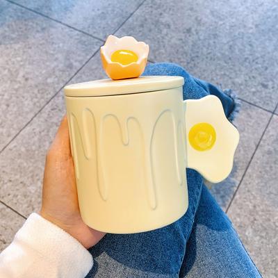 Creative Ceramic Cup for Girls with High Value Water Cup for Household Mug for Boys and Couples Breakfast Cup Souvenir