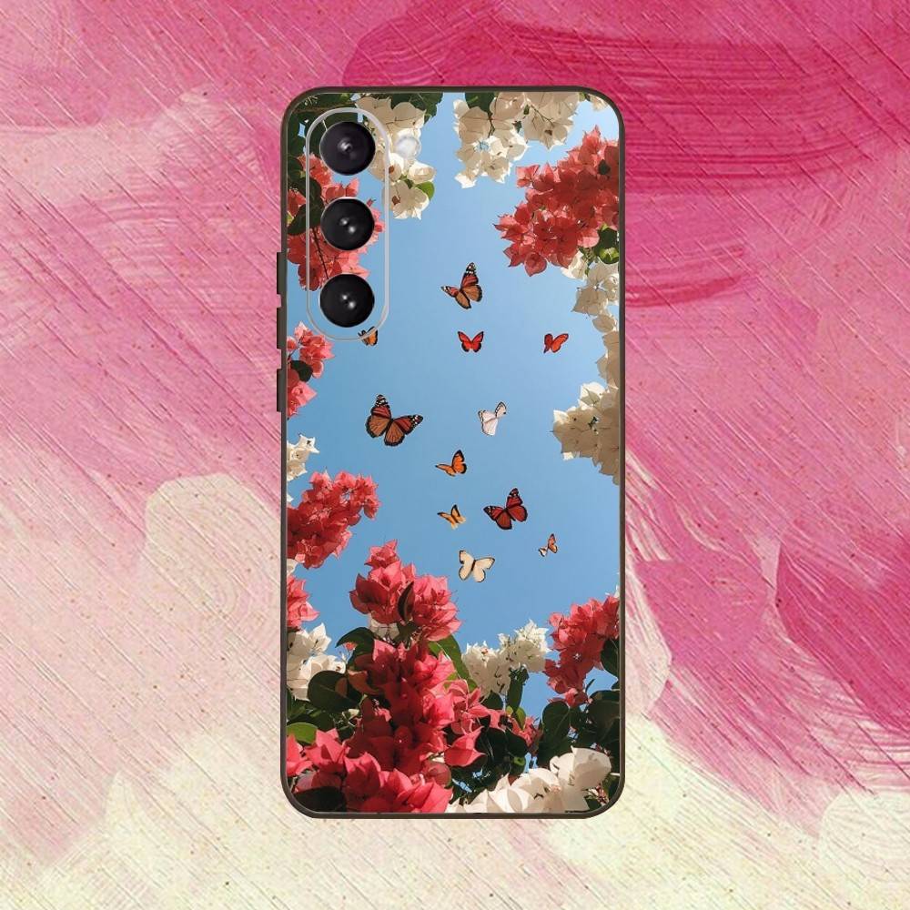 Floral Plant Pattern  Phone Case For Samsung Galaxy A73,A72,A71,A70,A53,A52,A51,Others Soft Black Cover