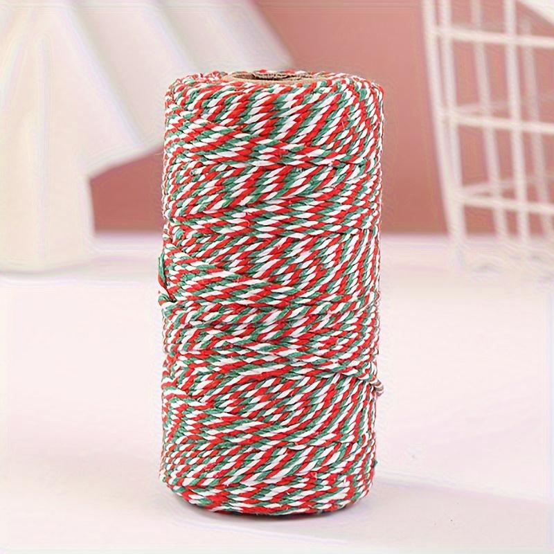 1Roll 100m Vibrant Red Three Color Cotton Rope for DIY Gift Packaging Decorative Binding String Craft Supplies