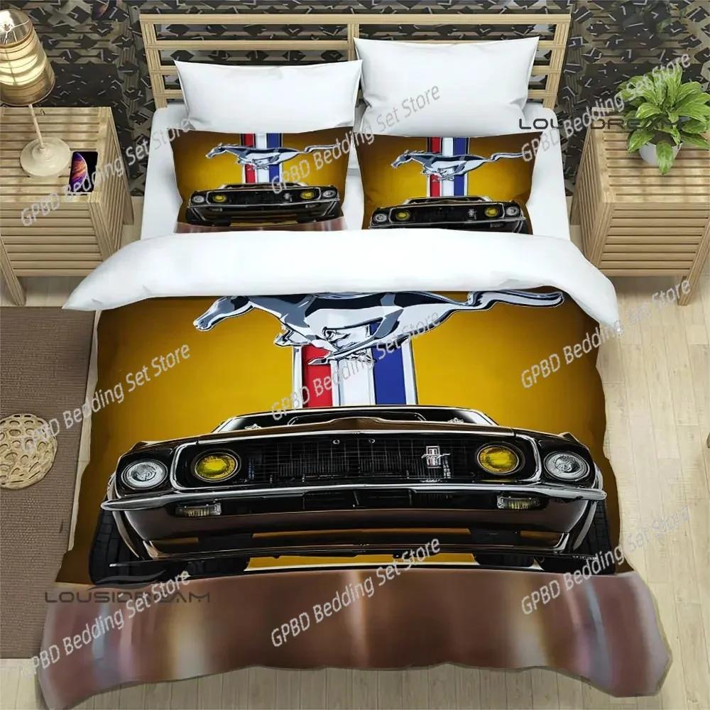 Mustang Car Logo Comfortable Duvet Quilt Cover Pillowcase Bedding Set Children Bedroom Decoration Home Textile