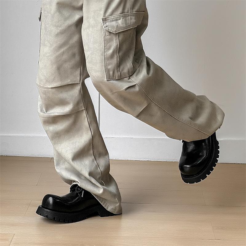 Big head Derby shoes 2024 new men's shoes niche platform casual leather shoes upturned head small leather shoes 1098-J