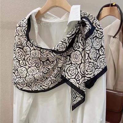 Silk Mulberry Silk Silk Scarf Plain And Elegant Water Ink Bamboo Silk Scarf Women'S Double Crepe Scarf Shawl