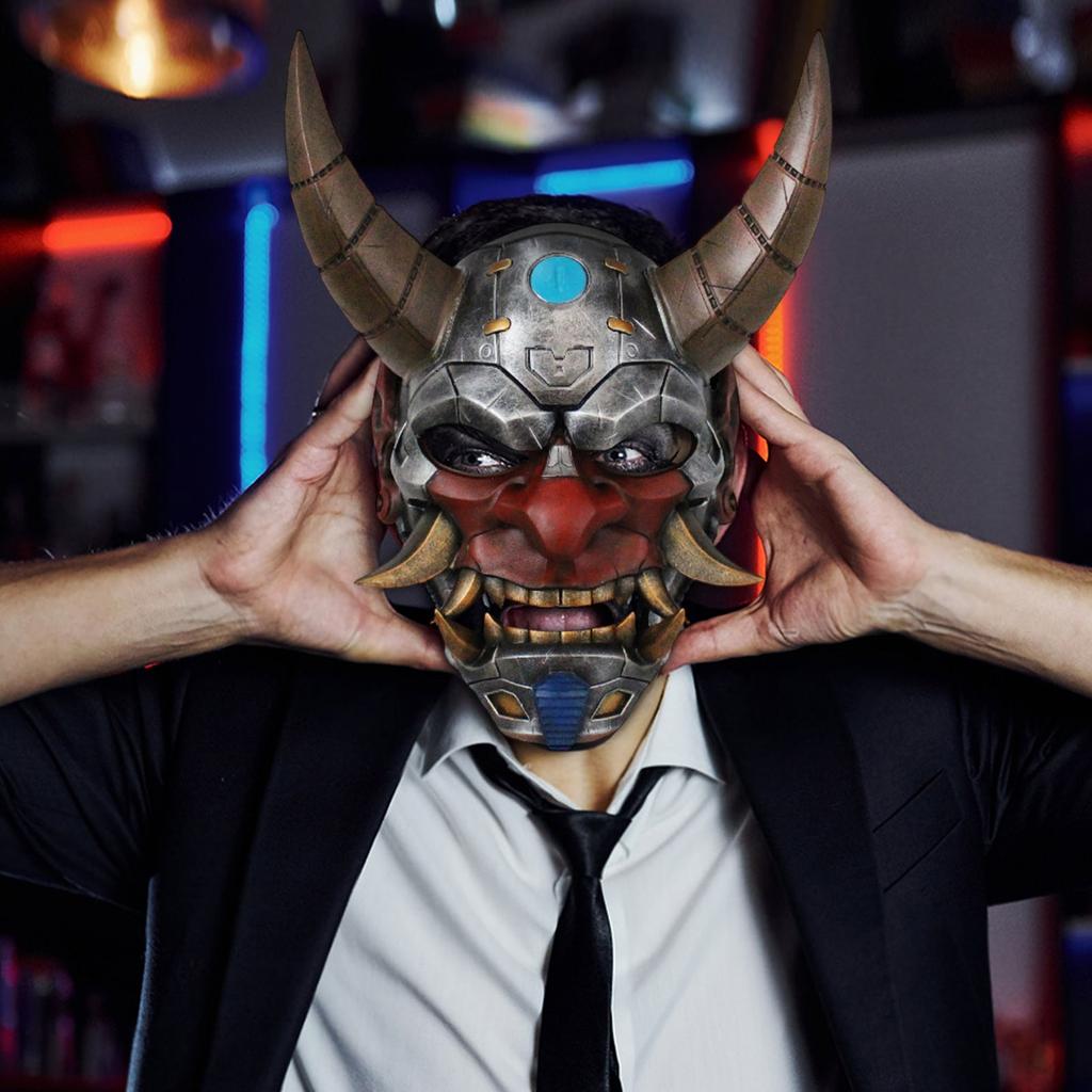Halloween Japanese Mechanical Hannya Cos Dress Up Props Dance Party Resin Mask