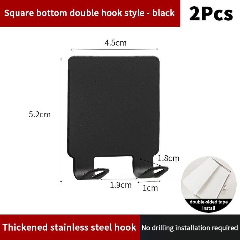 2Pcs Shower Hook Adhesive Razor Holder Wall Mounted Bathroom For Rack Shaver Shaving Holder Black Plastic Hook
