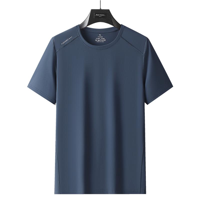Sports Casual Fashion Ice Silk Short-sleeved Men's Round Neck Quick-drying Elastic