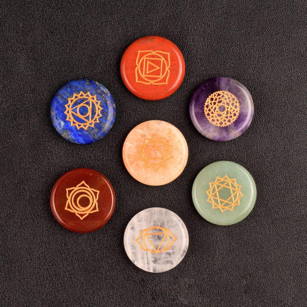 Seven-Color Crystal Agate Jade Chakra Plum Blossom Gift Set Ornament Craft