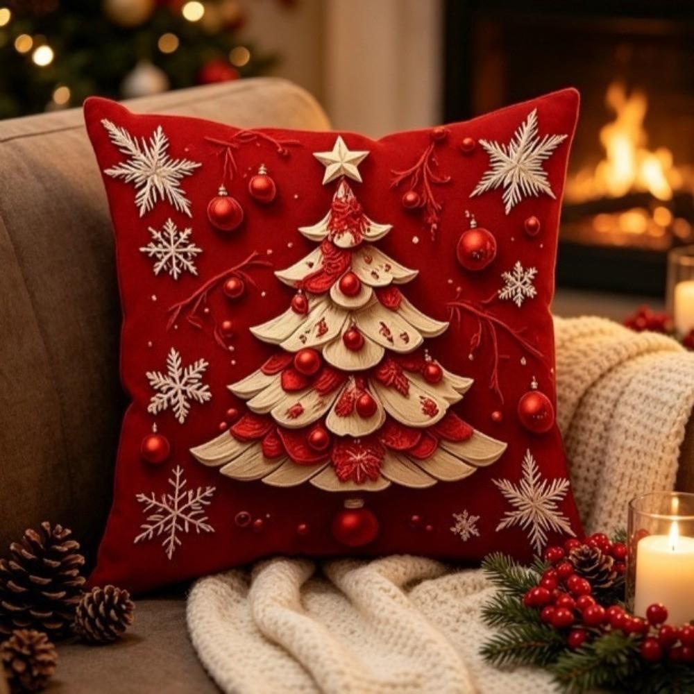 Soft Throw Cushion Case 2D Printed Snowman Pillow Cover Atmosphere Christmas Pillow Covers Sofa