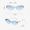 Non-polarized Wrap Around Rimless Sunglasses for Women Men Fashion Ins One-piece Shades Trendy Shield Design Gradient Lens
