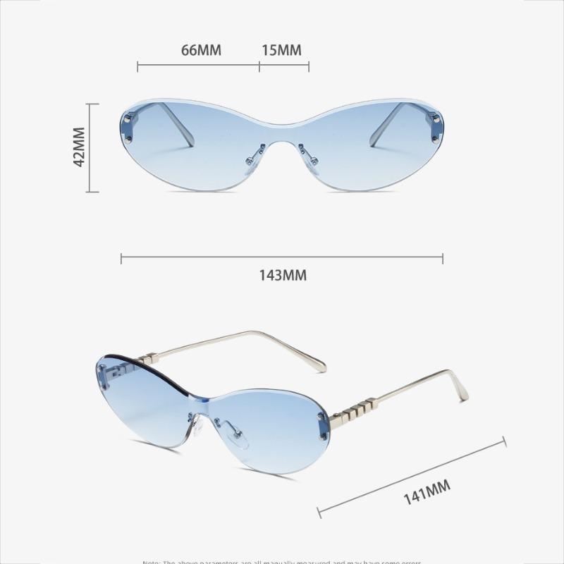 Non-polarized Wrap Around Rimless Sunglasses for Women Men Fashion Ins One-piece Shades Trendy Shield Design Gradient Lens