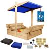 KOTARBAU® Grande Sabbiera in Legno con Tetto Blu, Chiusa e Panche, 100 x 100 CM
