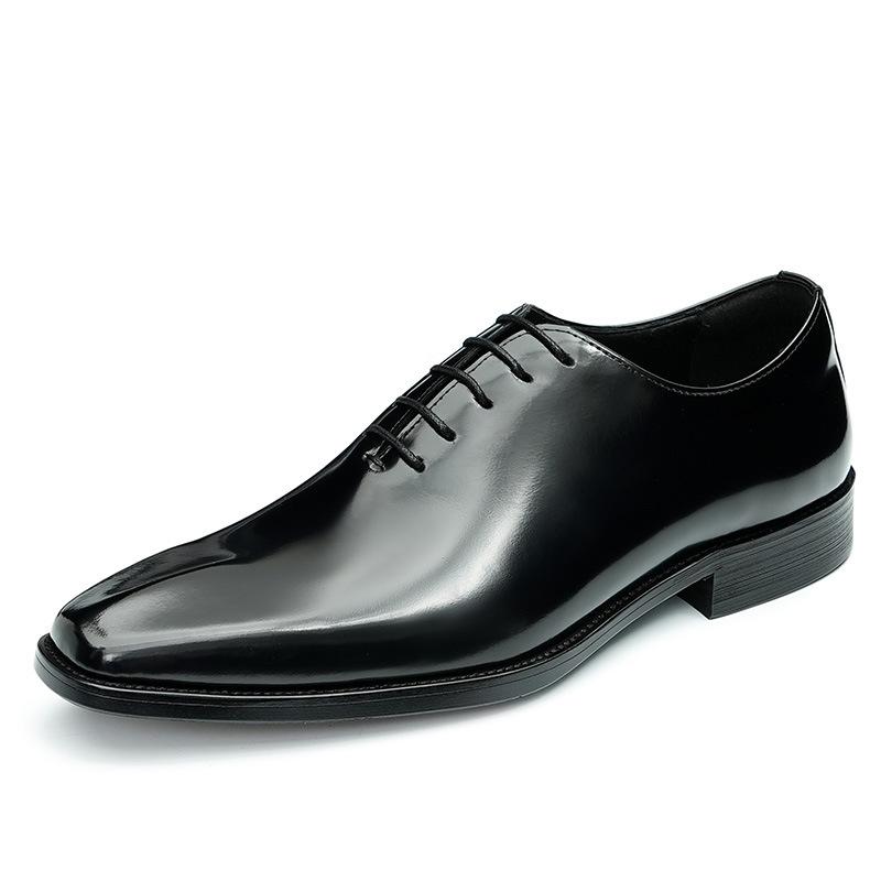 British Glossy Leather Shoes Men'S Formal Business Cowhide Inner Leather One-Piece Oxford Shoes
