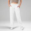 Women's Wide Leg Sports Pants Yoga Straight Mid-Rise Drawstring Elastic Low-Waist Clothing With Pockets
