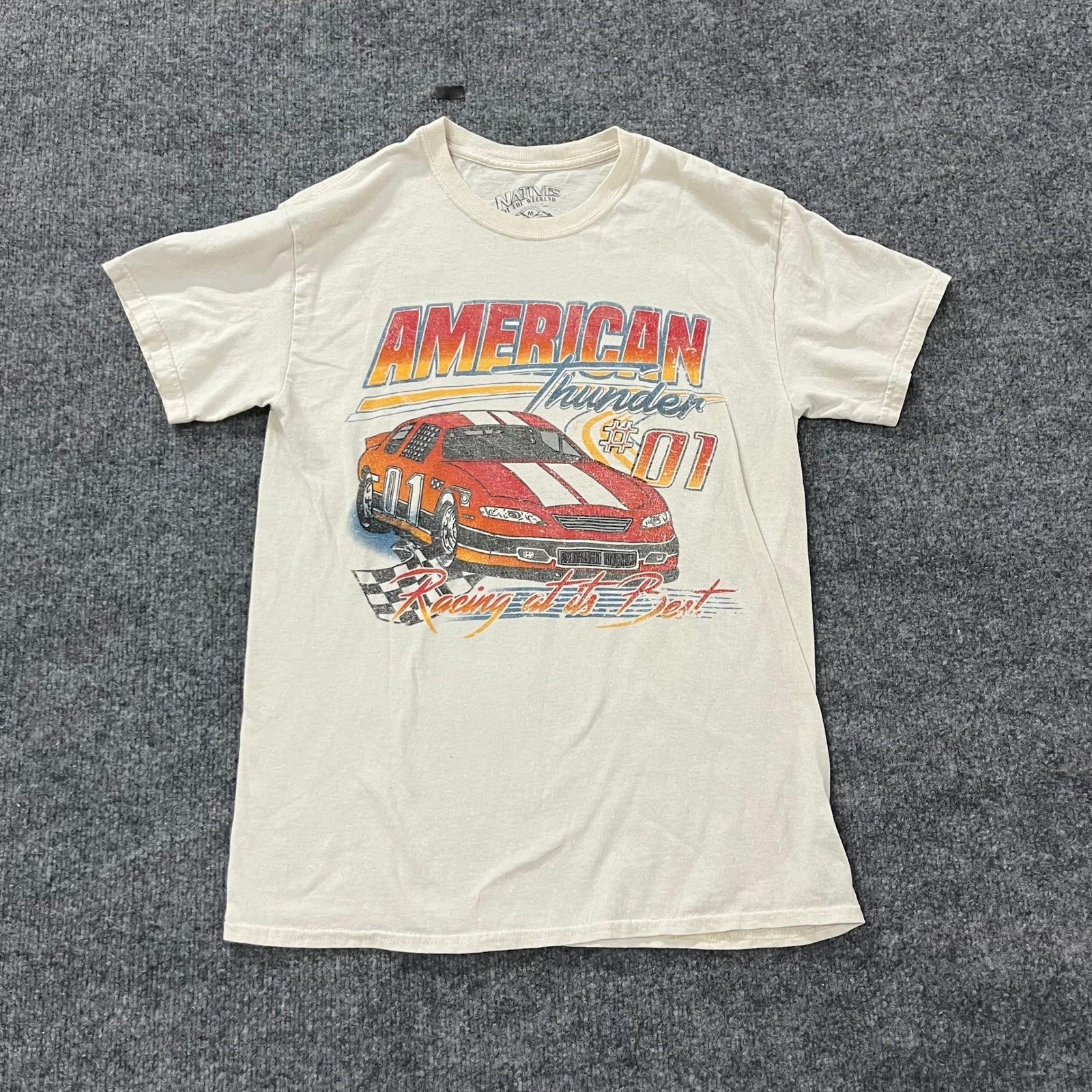 Natives of the Weekend T-Shirt Mens Size M Cream American Thunder Racing Graphic XL