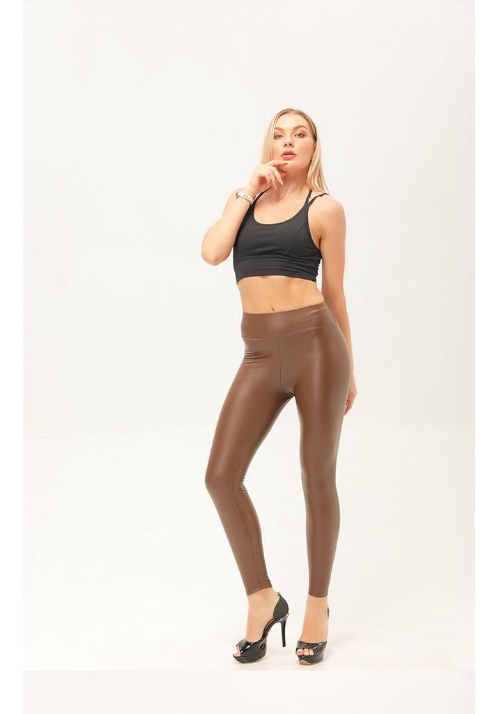 2024 Autumn/Winter Women's High-Waist PU Leather Slimming Pants