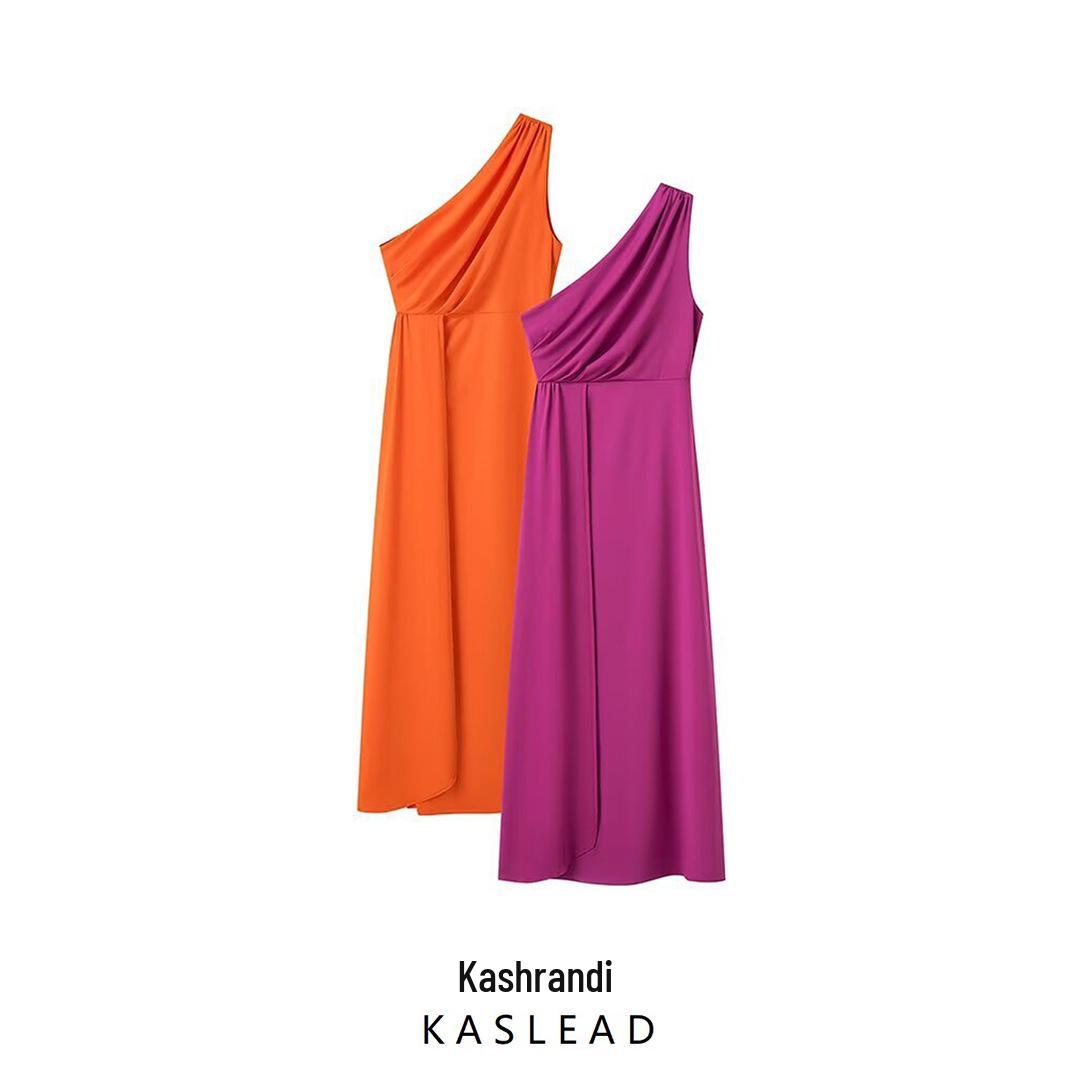 

Spring 2025 Women s European & American Style Slimming One-Shoulder Knitted Dress Medium фіолетовий