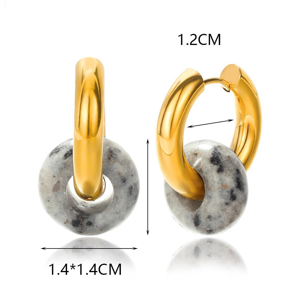 Kolorowe Kolczyki Koła z Kamienia Naturalnego Dla Kobiet Stal Nierdzewna Opal Okrągłe Geometryczne Kolczyki Wiszące Moda Biżuteria Boho Prezenty