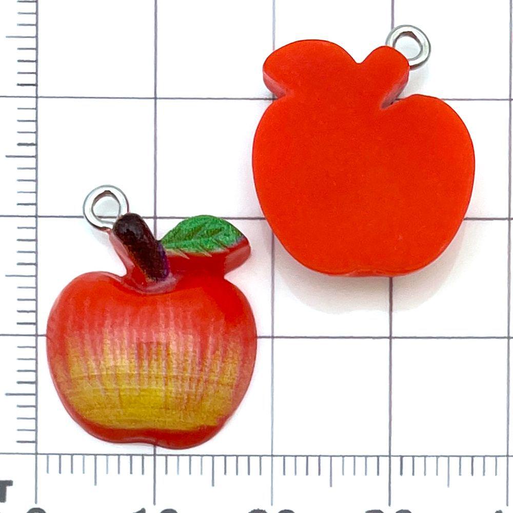 Set of 10 Red Resin 3D Apple Pendants for DIY Jewelry Accessories
