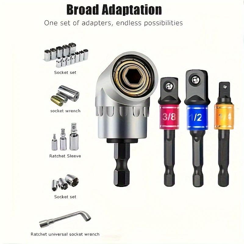 4pcs Impact Grade Tool Set with Socket Adapter&Extension-Durable Metal Construction,Includes 1/4",3/8",1/2"Hex Shank Drill Bits