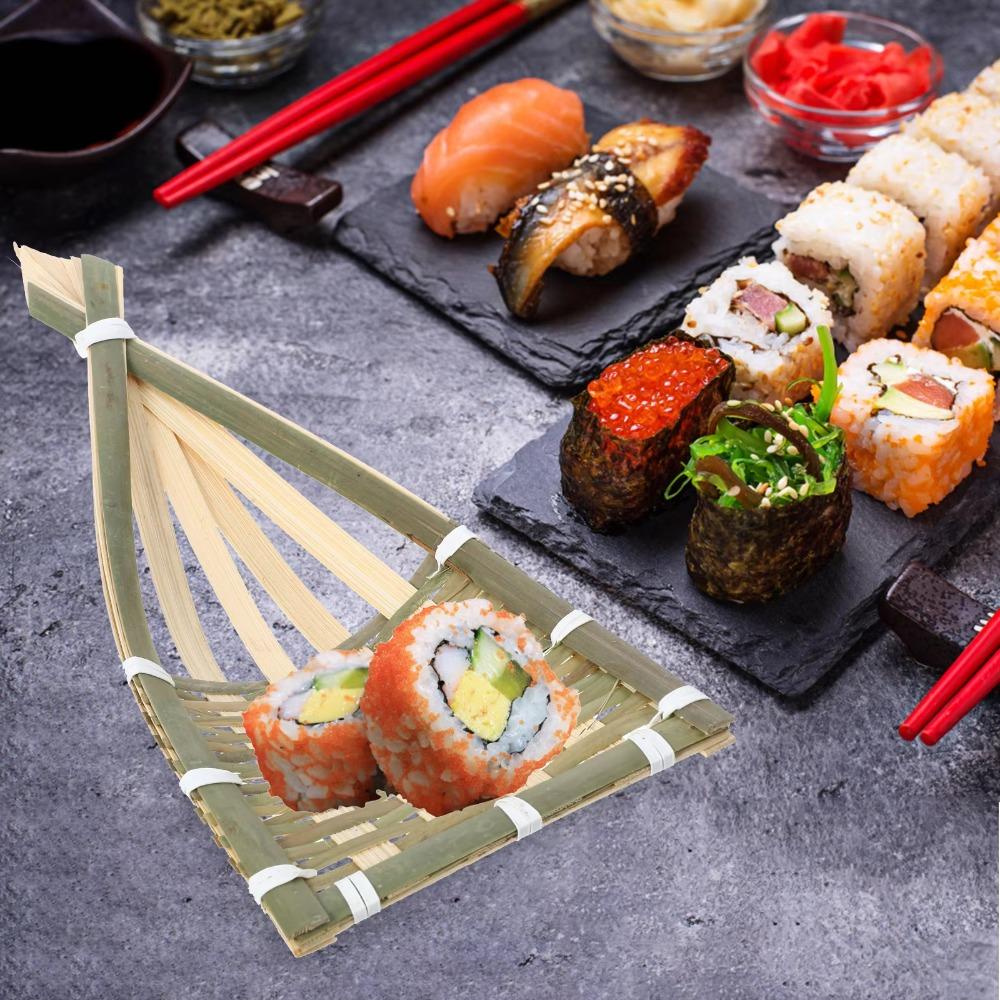 2Pcs Reusable Woven Serving Tray Bamboo Sashimi Tray Simple Refrigeration Plate  Kitchen