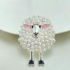 1Pcs Sheep Shape Full Drill Design Elegant Decoration Vintage Pearl Brooch For Women Daily Outfit