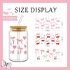 7Pcs/Bag Smooth UV DTF Transfer Sticker Clear Pink Bow Decals  For 16Oz Glass Cup