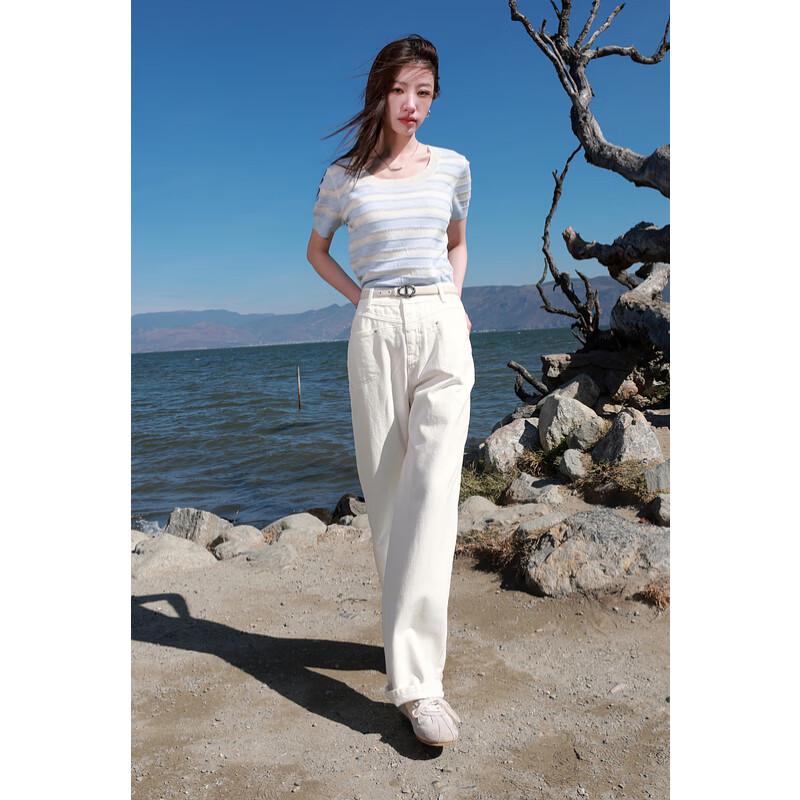 

Sancai Женские джинсы больших размеров 2025 Лето Хлопок Средняя посадка Прямые штанины 2XL 175/84B