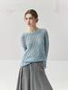 Hollow-Out Feather Design Women's Cashmere Knitwear Top - Lightweight Spring & Autumn Sweater