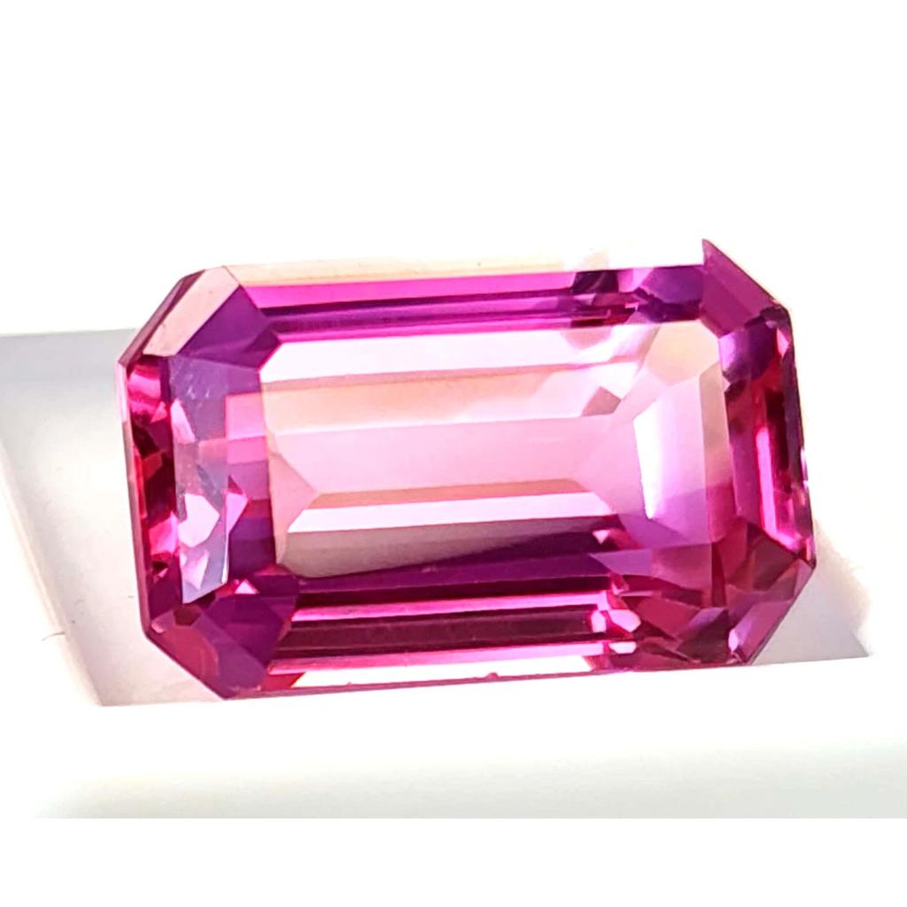 Excellent Pink Sapphire Emerald Cut 24-26 Ct Certified Loose Gemstone