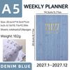 2027 A5 English Leather Weekly Planner Notebook with Daily Plan and Annual Calendar