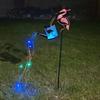 Weather Resistant Yard Decorations Flamingo Garden Statue with Solar Watering Can Lights, Decorative Iron Unique Housewarming Gifts for Gardeners