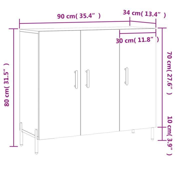 VidaXL Buffet blanc 90x34x80 cm bois d'ingénierie 828116