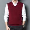 2024 Men Sweater Knitted Vest Sleeveless Sweater Vest Stylish Men Sleeveless Knitted Sweater Vest Solid V-Neck for Autumn