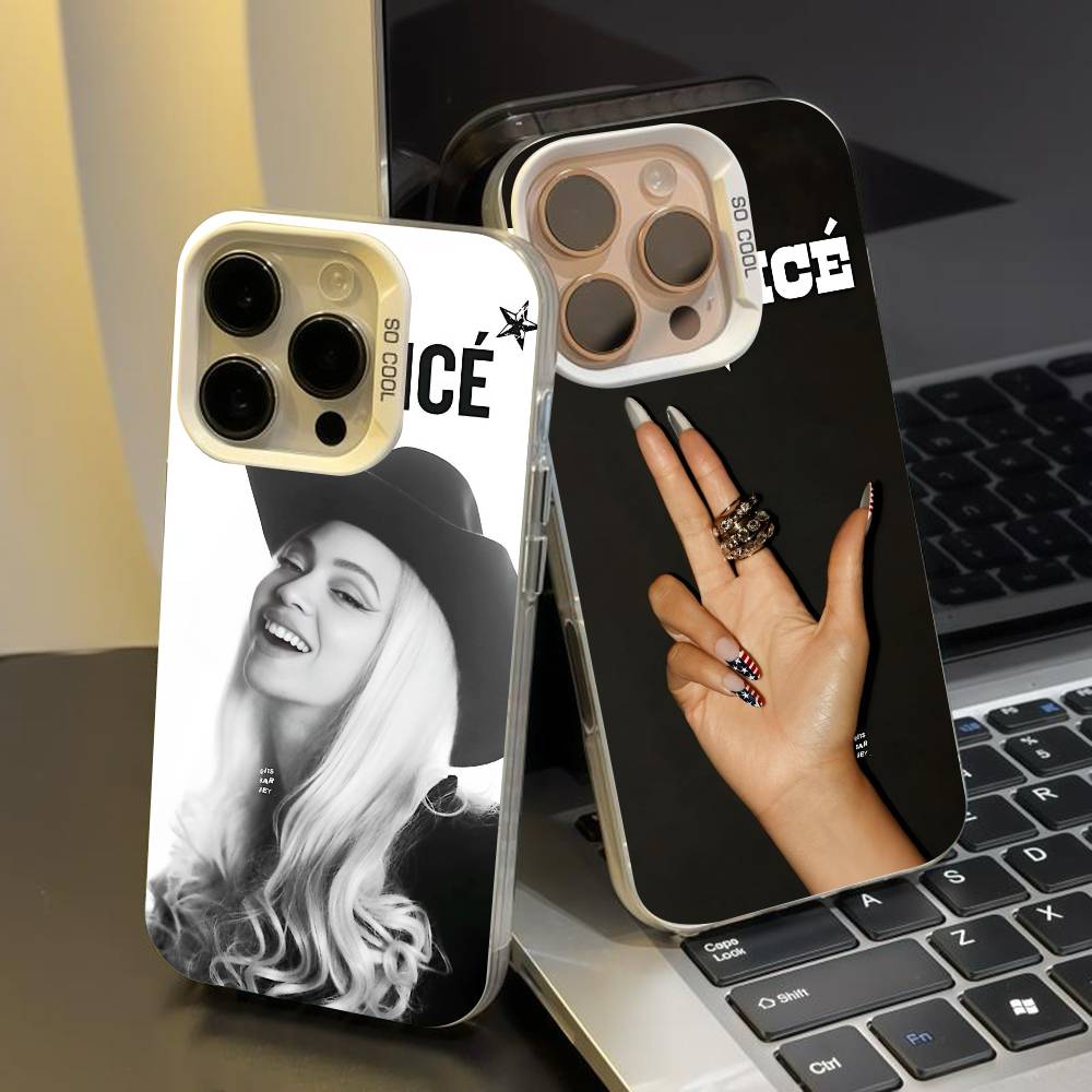 Singer B-Beyonce phone case for iPhone 17 17Air 16 15 14 13 12 11 Pro Max Plus Colorful Silver
