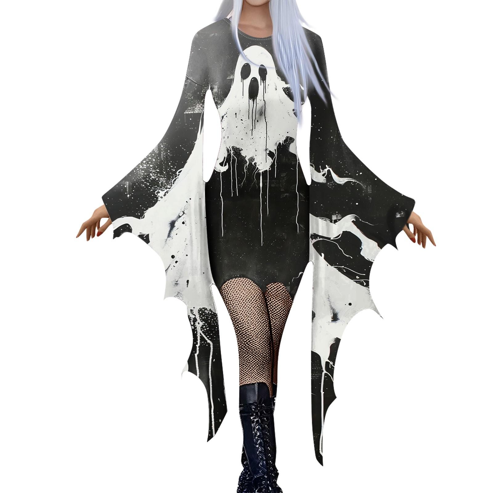 

Жіноча модна готична панк-рукава з тривимірним милим принтом на Хеллоуїн, нестандартна вечірня сукня XXL чорний