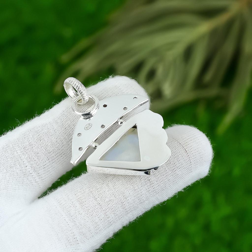 Regenbogen-Mondstein Edelstein Lünette Hochzeitskrone Chakra Anhänger Schmuck 925 Silber