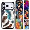Multicolored Feathers Phone Case for iPhone 17 16 15 Pro Max Air 14 13 12 11 Plus Shockproof Capa Cover
